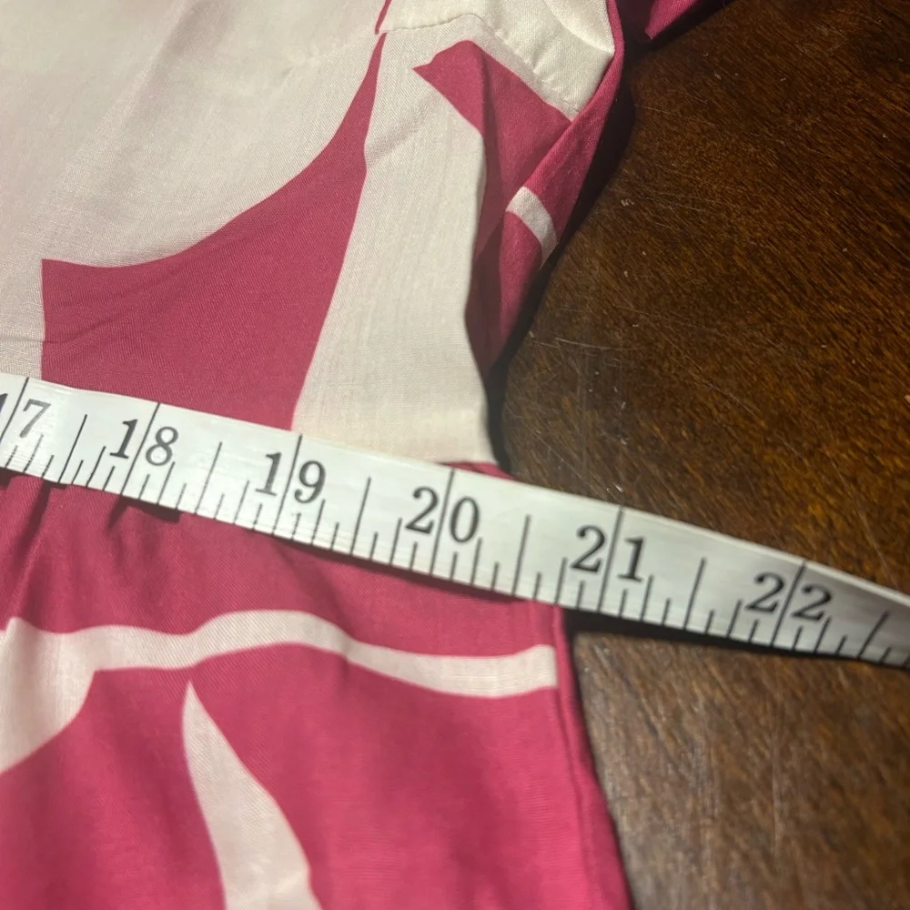 Umgee Magenta and Cream Geometric Maxi Shirt Dress - Picture 5 of 7